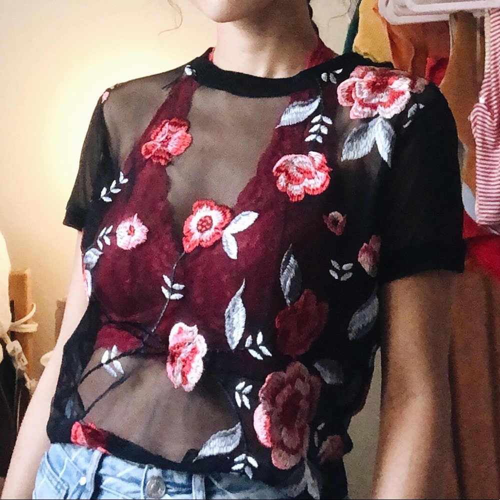 Charlotte Russe Sheer Floral Top